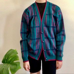 Vintage teal and magenta Pendleton cardigan